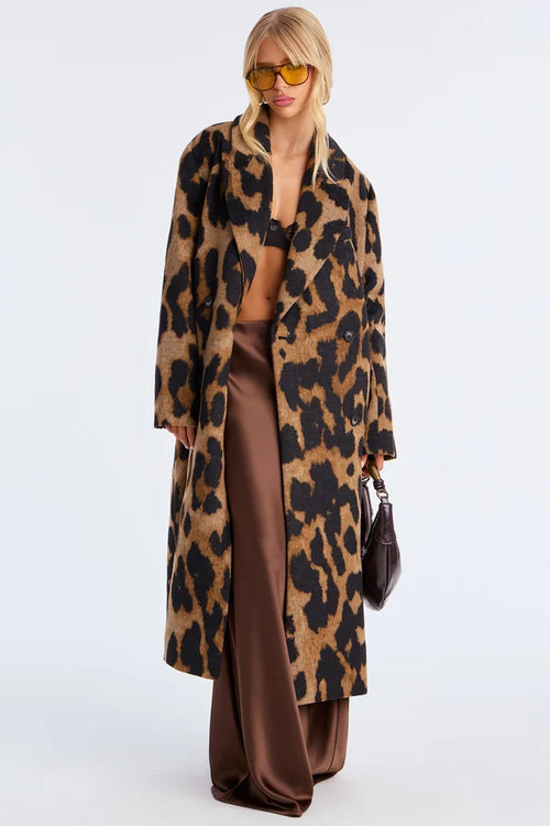 Wild Luxe Leopard Double-Breasted Coat