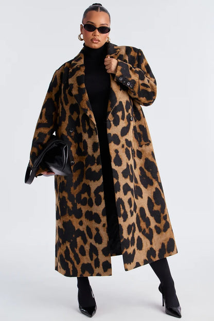 Wild Luxe Leopard Double-Breasted Coat