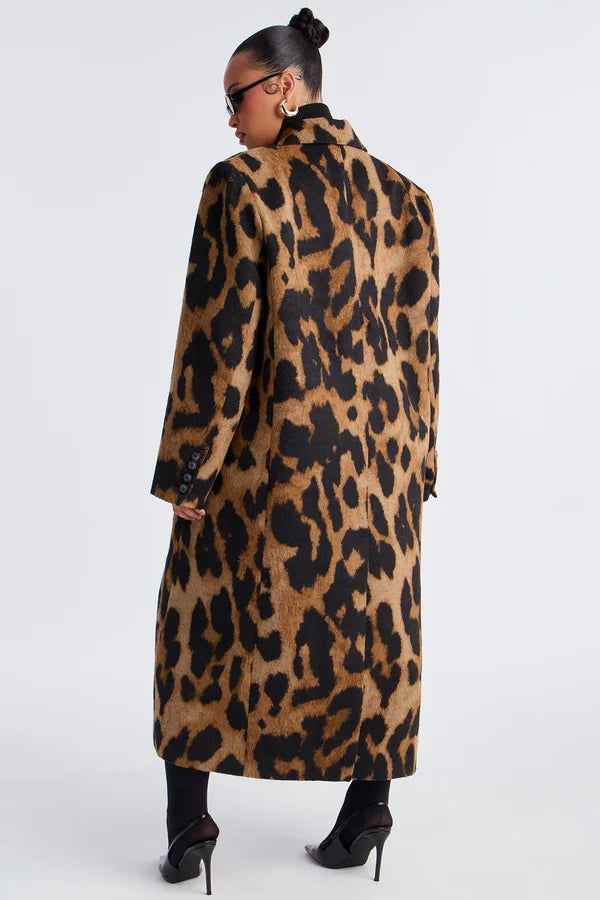 Wild Luxe Leopard Double-Breasted Coat