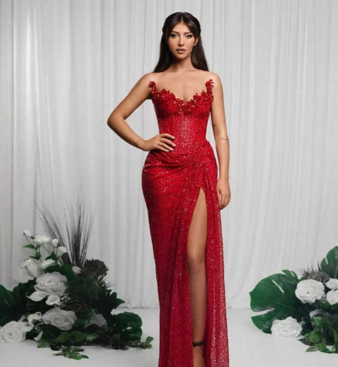 Scarlet Sequin Evening Gown