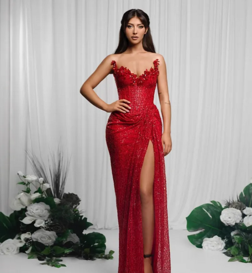 Scarlet Sequin Evening Gown