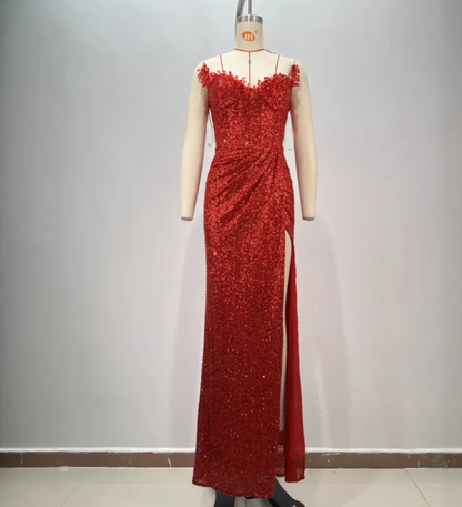 Scarlet Sequin Evening Gown