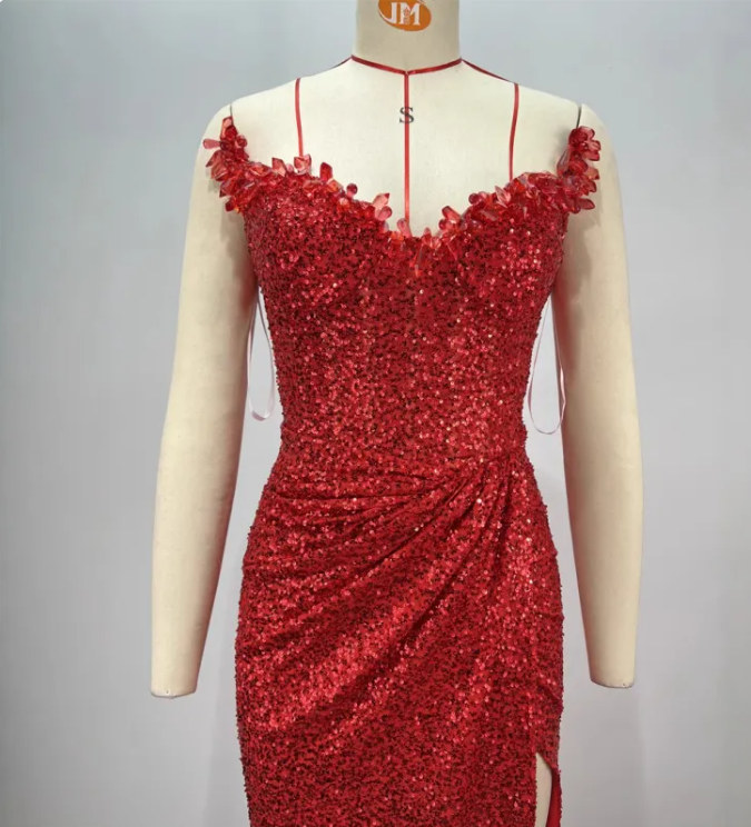 Scarlet Sequin Evening Gown