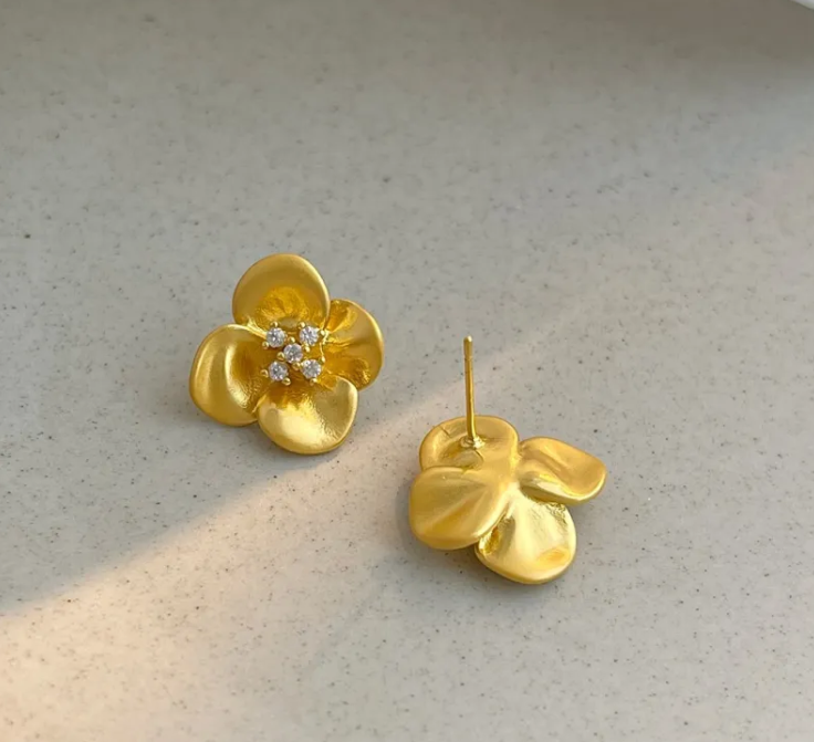 Golden Blossom Stud Earrings